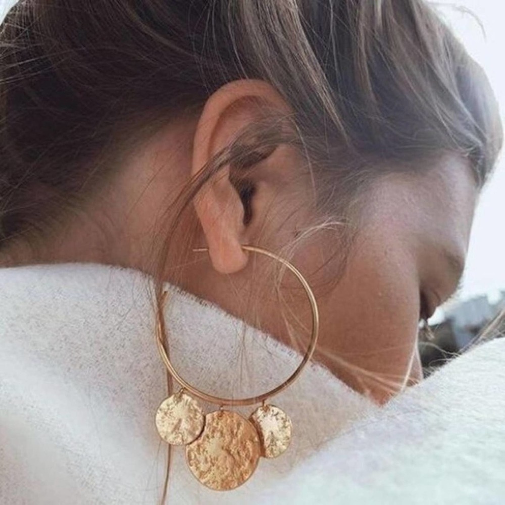 Fashion Metal Round Circle Drop Hoop Earrings
